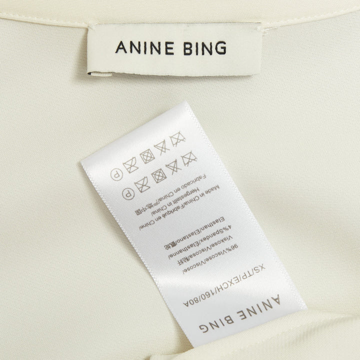 ANINE BING off white relaxed cuffed short sleeve viscose blend shirt XS