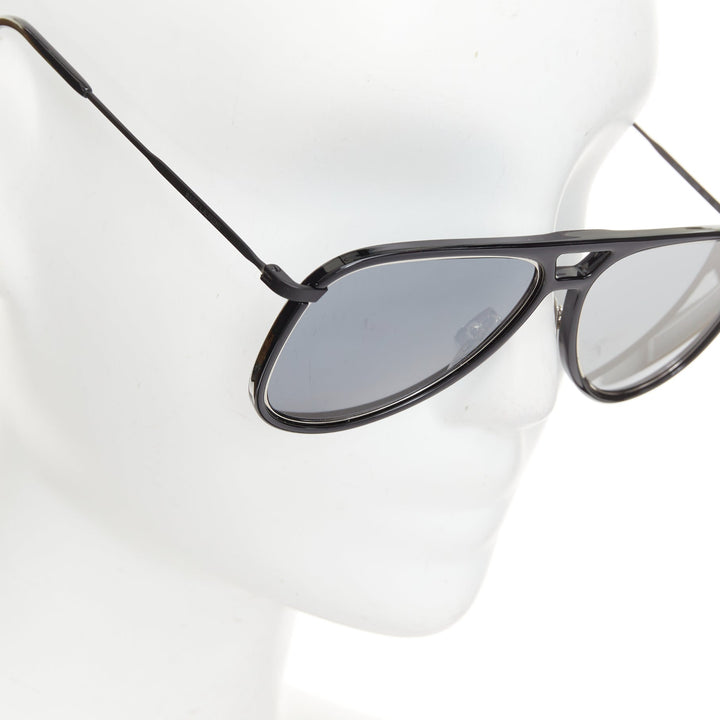 SAINT LAURENT 2017 Classic 11 Rim 002 black metal smoke mirror sunglasses