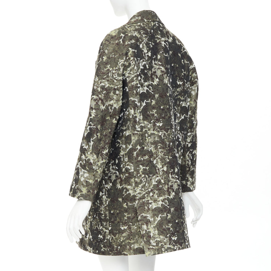 TOGA ARCHIVES multicolor green jacquard camouflage trees fleece line coat JP1 XS