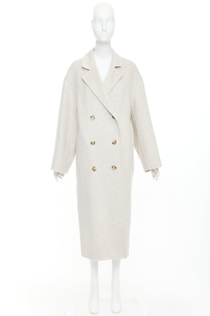 LOU LOU STUDIO Borneo light grey wool cashmere felt double breasted long coat XS