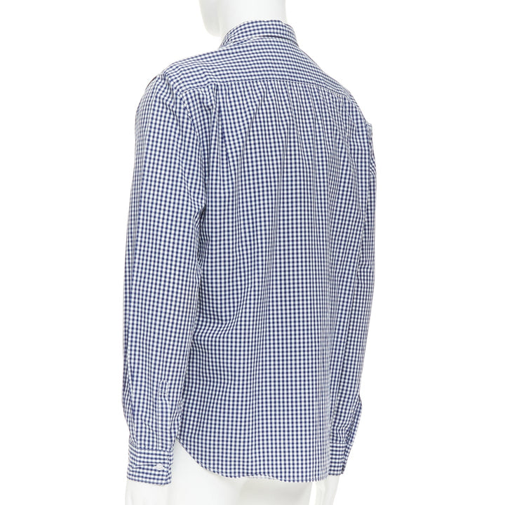 COMME DES GARCONS SHIRT 2010 white blue patchwork gingham cotton wool shirt L