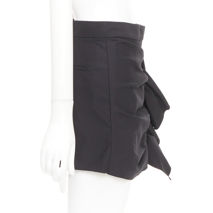 RED VALENTINO 2019 black high waisted side ruffle drape trim mini skorts IT38 XS