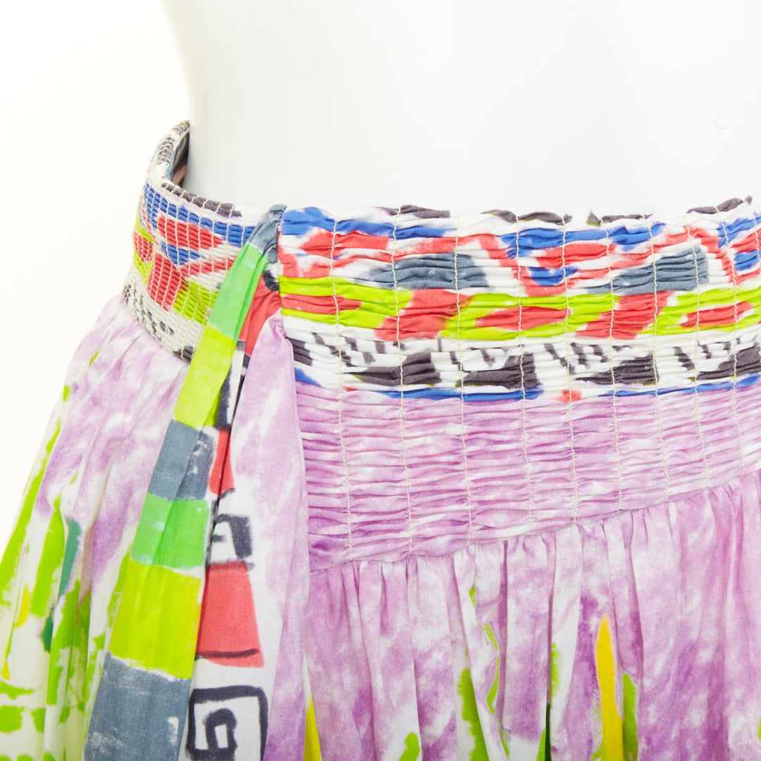 PRADA 2018 Runway Lisbon postcard print abstract geometric wrap skirt IT36 S