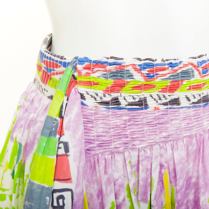 PRADA 2018 Runway Lisbon postcard print abstract geometric wrap skirt IT36 S