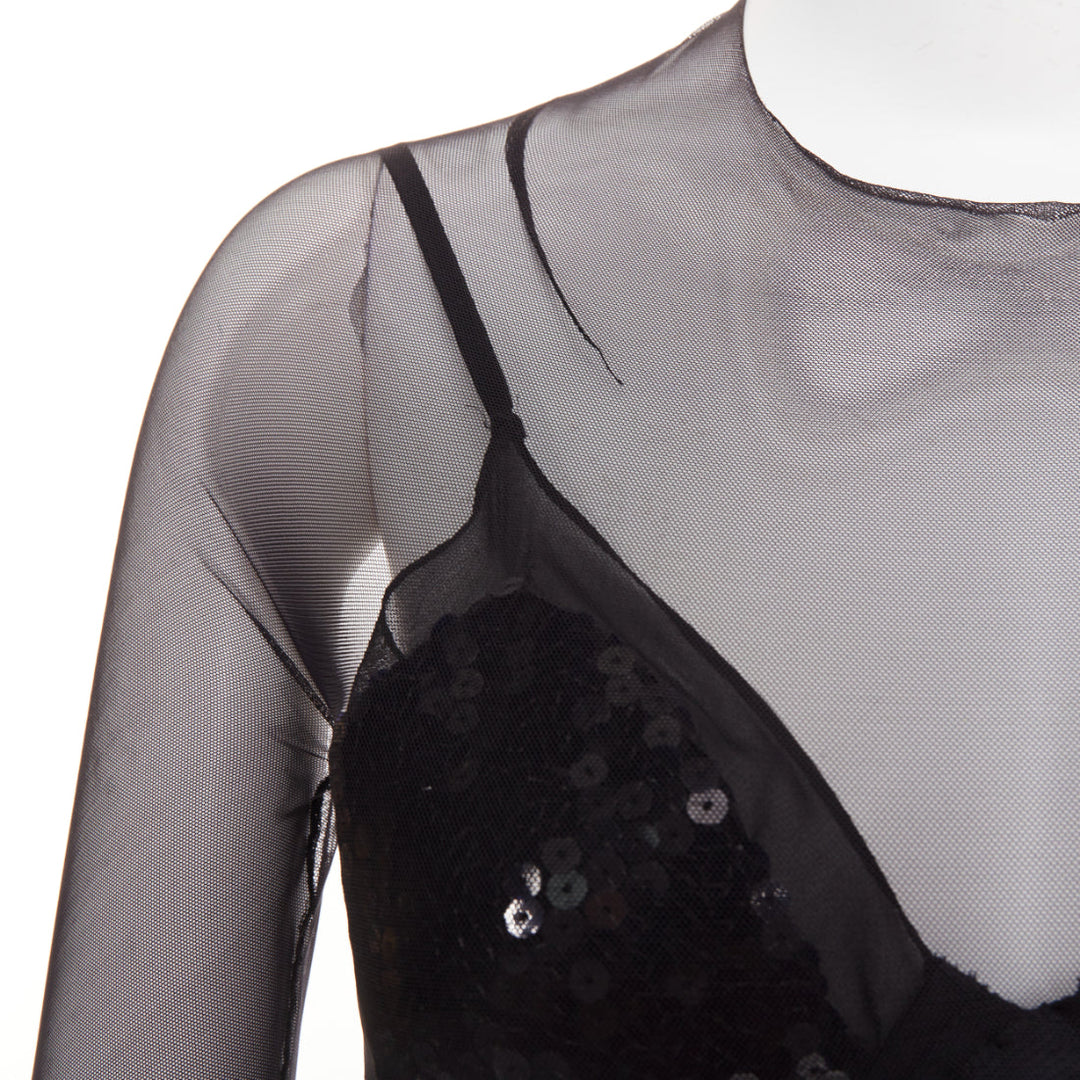 ALEXANDRE VAUTHIER COUTURE Runway black sheer panel sequin cut out boned dress