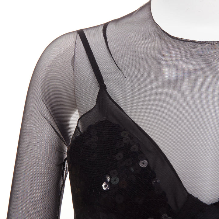 ALEXANDRE VAUTHIER COUTURE Runway black sheer panel sequin cut out boned dress