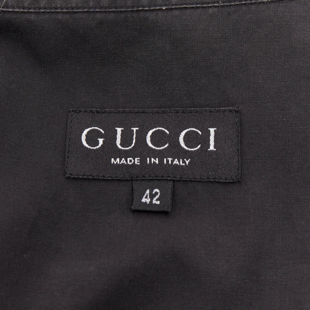 GUCCI Tom Ford charcoal grey cotton bust seam western style shirt IT42 XL
