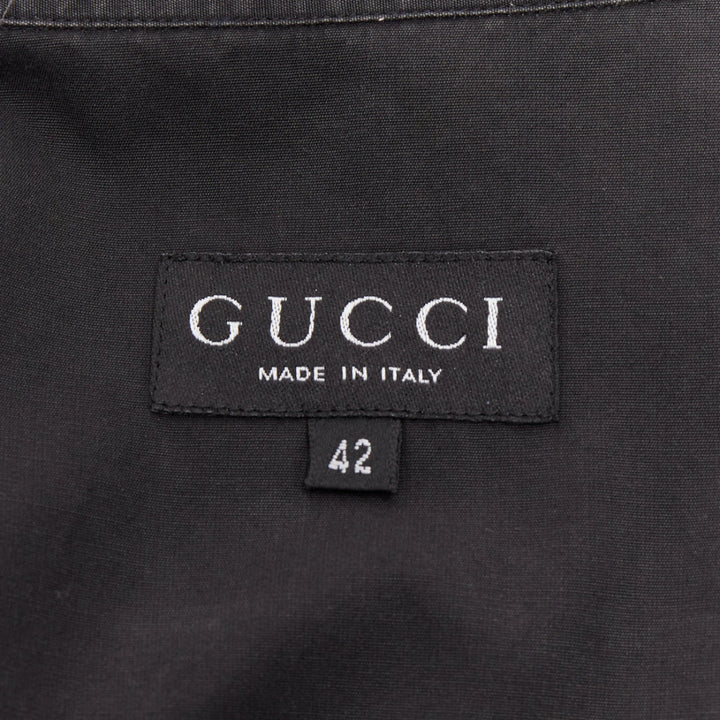 GUCCI Tom Ford charcoal grey cotton bust seam western style shirt IT42 XL