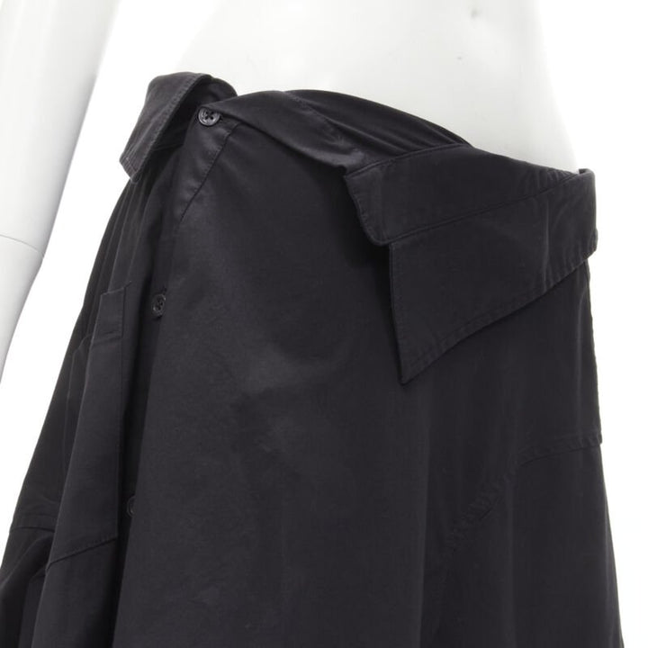 MONSE Runway black cotton deconstructed sideway shirt skirt US4 S