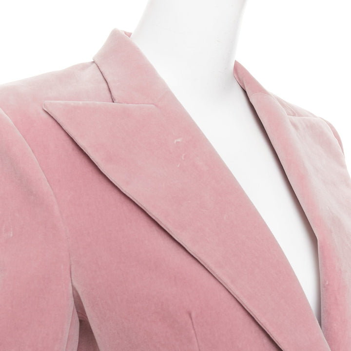 ALEXANDRE VAUTHIER Runway blush pink velvet single breasted blazer jacket