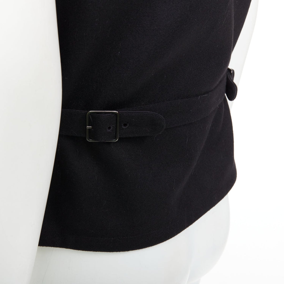 LEMAIRE black virgin wool felt horn buttons pocketed waist coat Sz.2 M