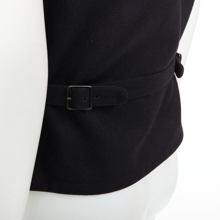 LEMAIRE black virgin wool felt horn buttons pocketed waist coat Sz.2 M