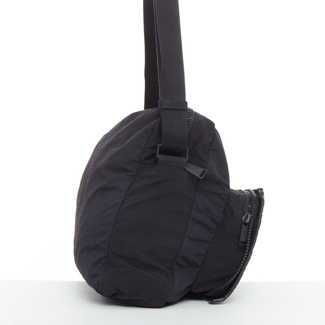 BOTTEGA VENETA Intrecciato Foldable black nylon woven leather messenger bag
