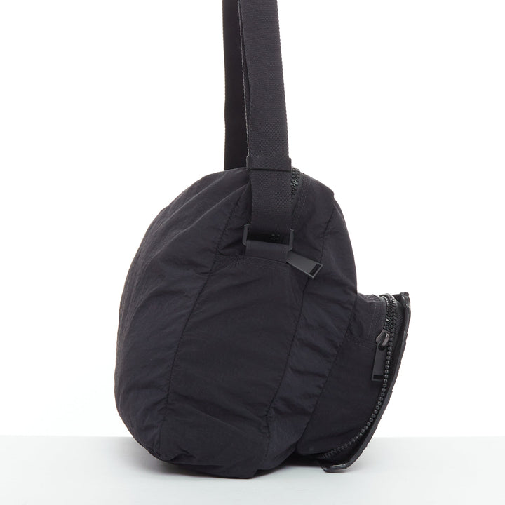 BOTTEGA VENETA Intrecciato Foldable black nylon woven leather messenger bag