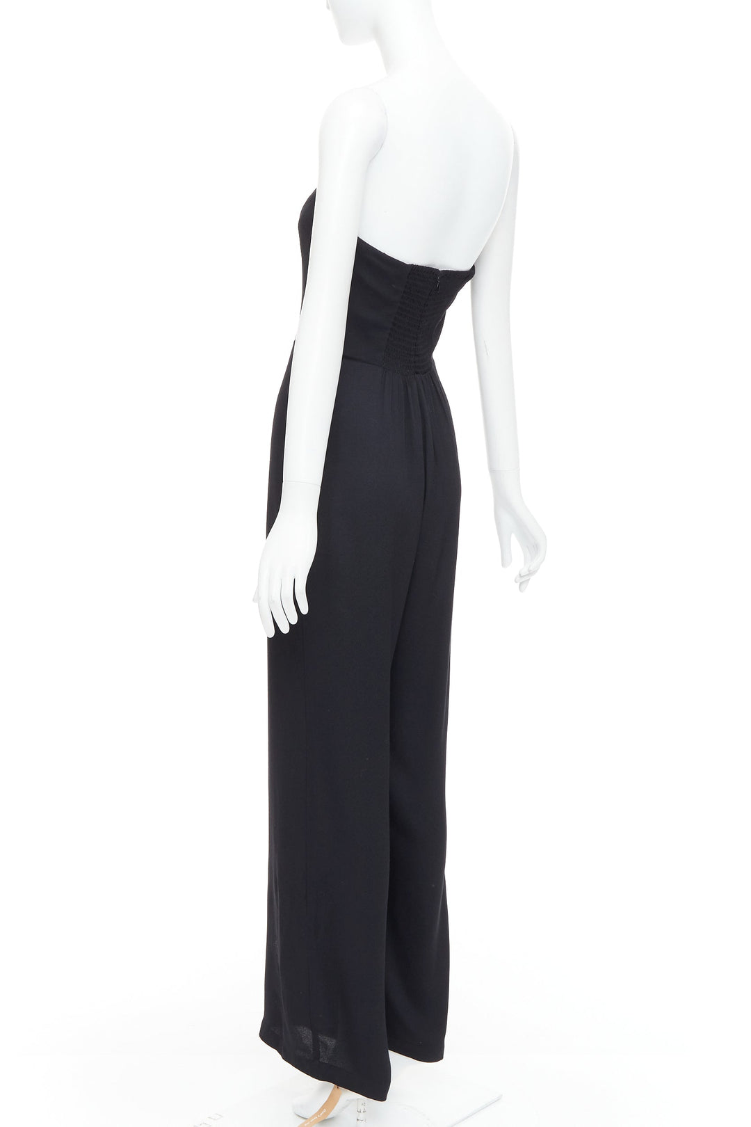 REFORMATION Lela black viscose blend strapless wide leg jumpsuit US2 S