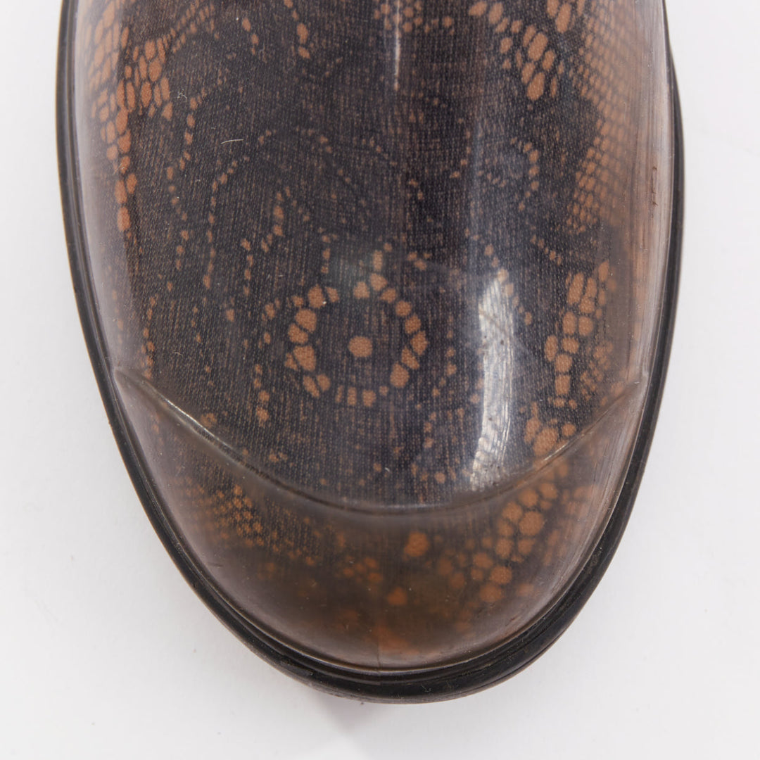 VALENTINO GARAVANI grey nude lace print rubber rain boots EU39