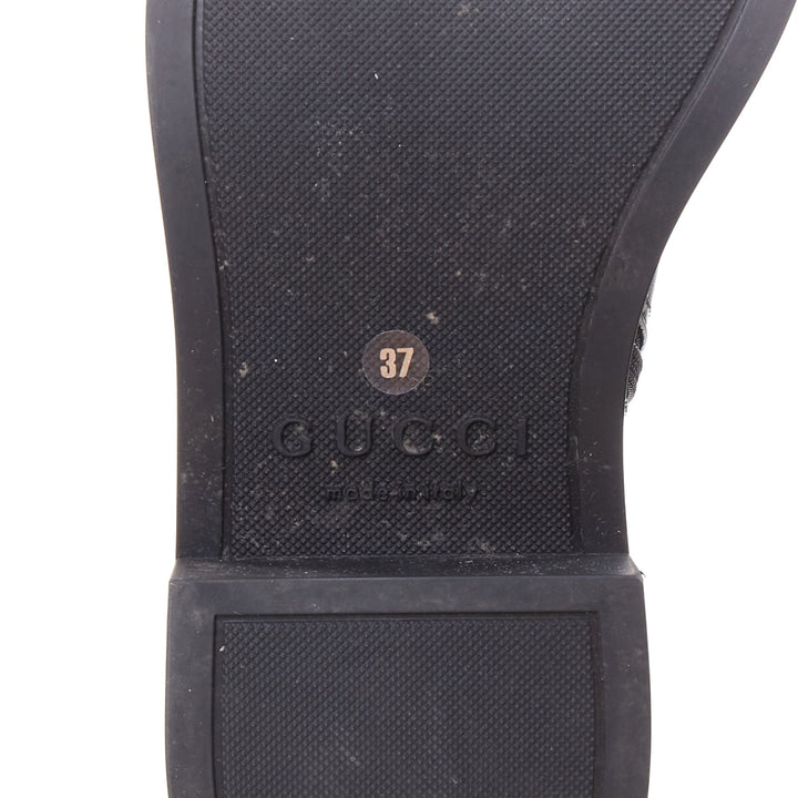 GUCCI Slim Horsebit black silver GG monogram embossed ankle boots EU37
