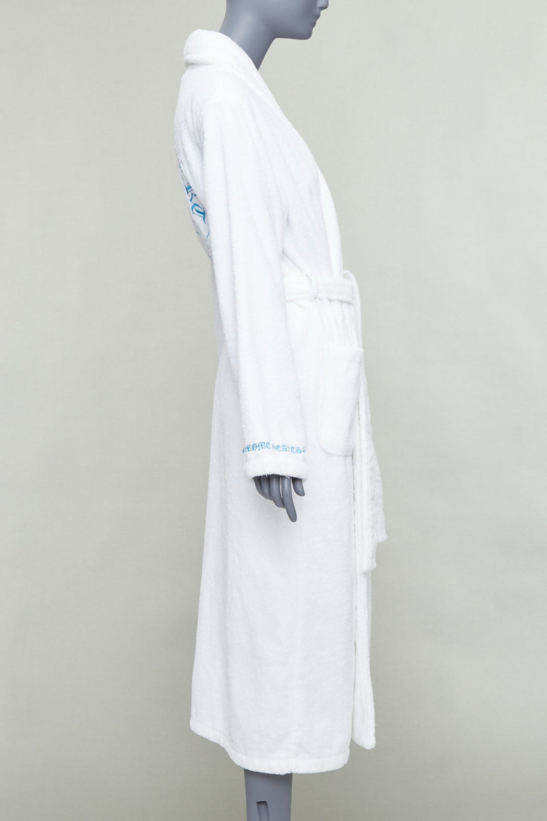 rare CHROME HEARTS white turkish cotton blue embroidery logo robe M