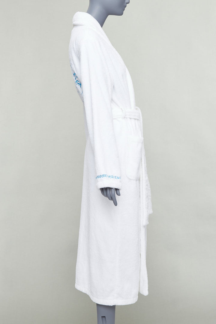 rare CHROME HEARTS white turkish cotton blue embroidery logo robe S