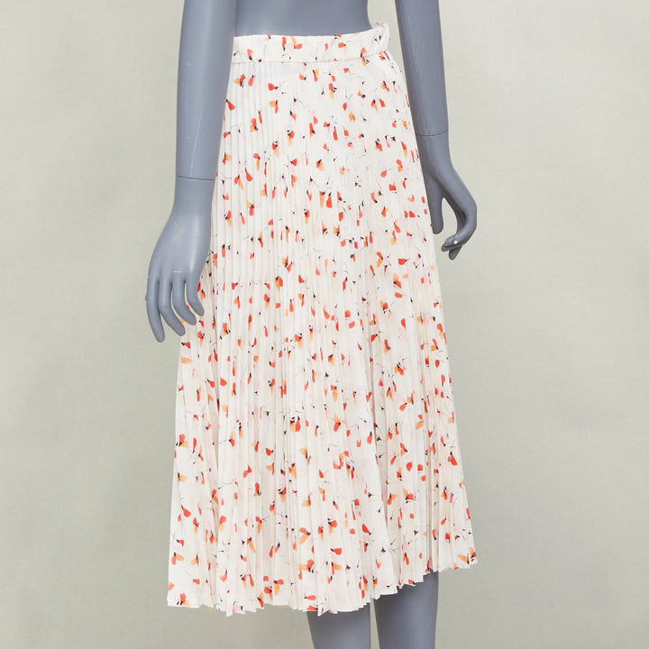 PRADA 2020 100% silk off white allover abstract floral print plisse skirt IT40 S
