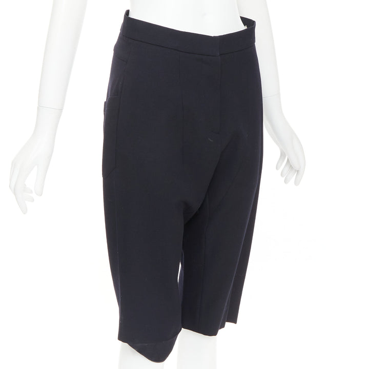 MARNI black 100% virgin wool drop crotch harem knee shorts IT38 XS