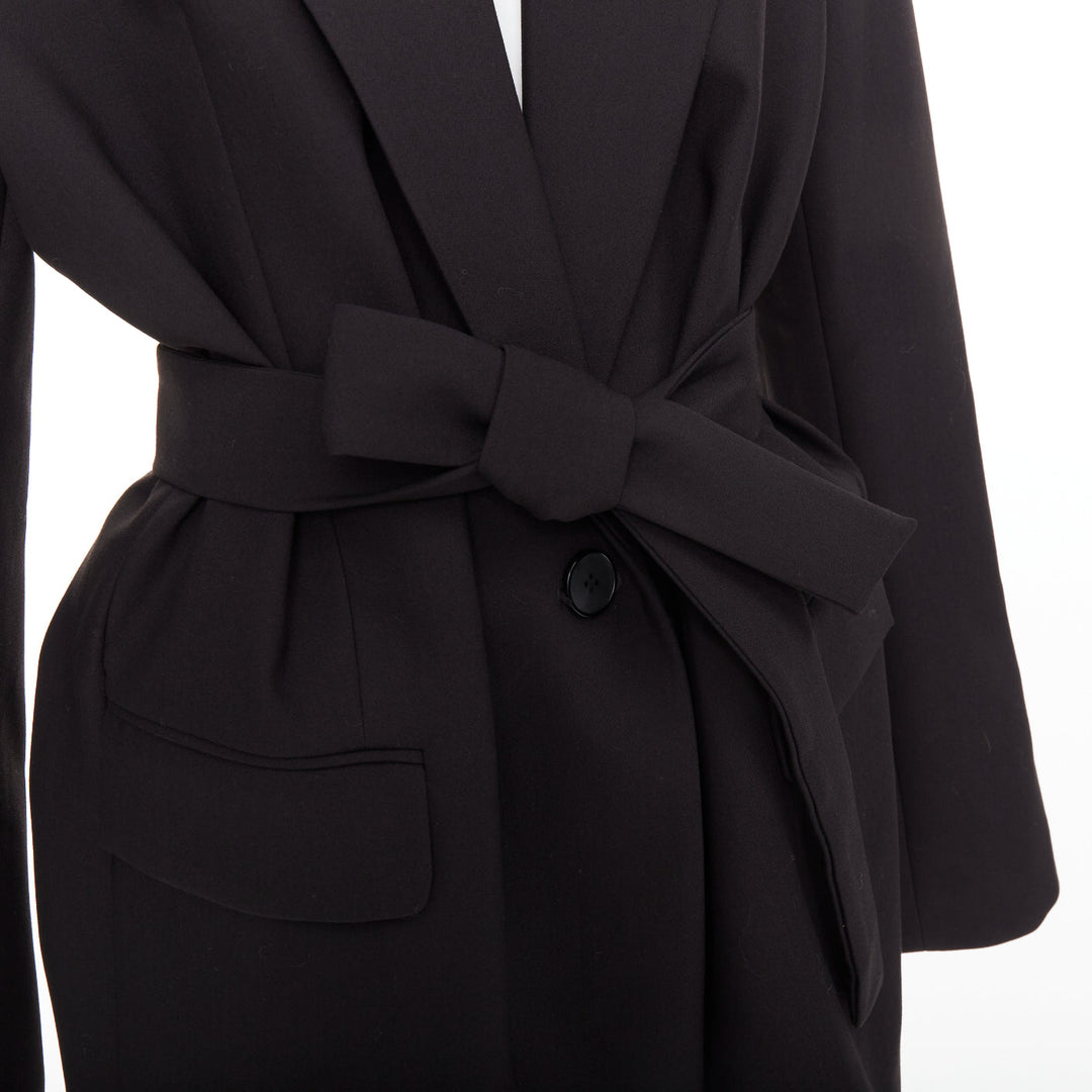 BAZILICA black cotton blend flap pocket belted oversized singled breasted blazer