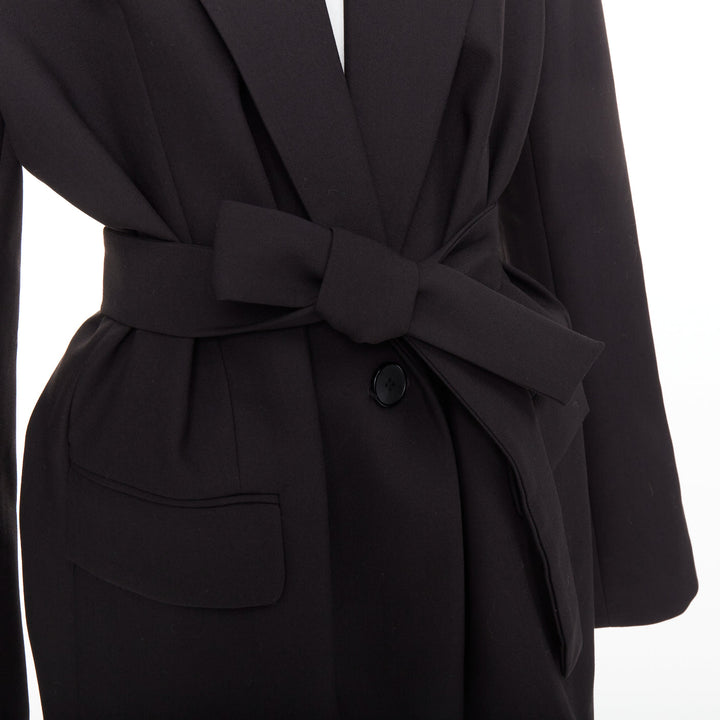 BAZILICA black cotton blend flap pocket belted oversized singled breasted blazer