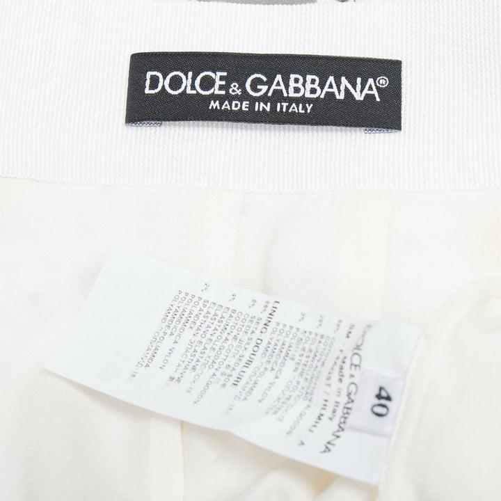 DOLCE GABBANA white yellow daisy embroidery anglais skirt IT40 S