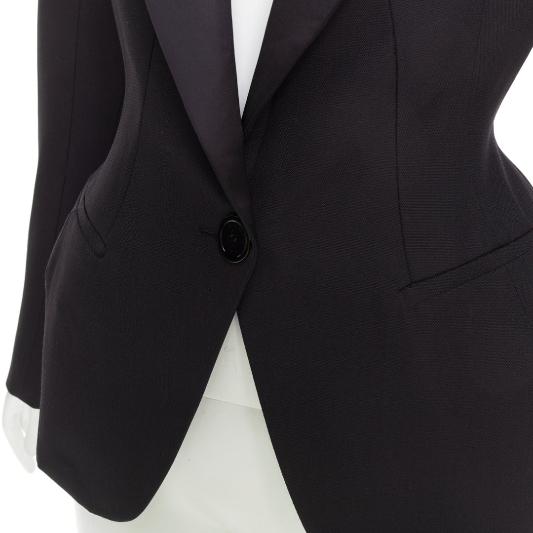 ALEXANDRE VAUTHIER SS2024 black Grain De Poudre wasp waist peak tuxedo jacket