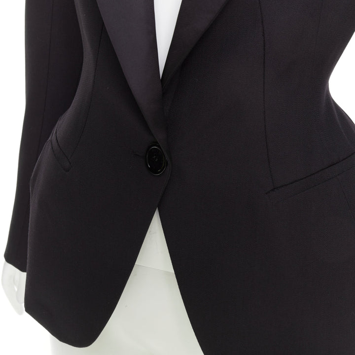 ALEXANDRE VAUTHIER SS2024 black Grain De Poudre wasp waist peak tuxedo jacket