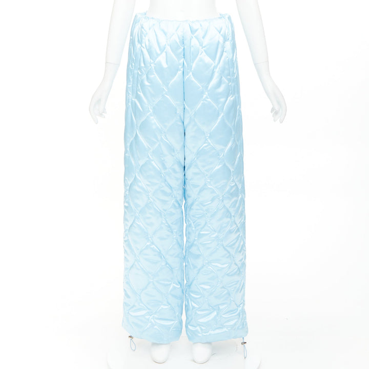 MIU MIU 2021 Runway Winter Pants sky blue quilted nylon wide pants IT38 XS