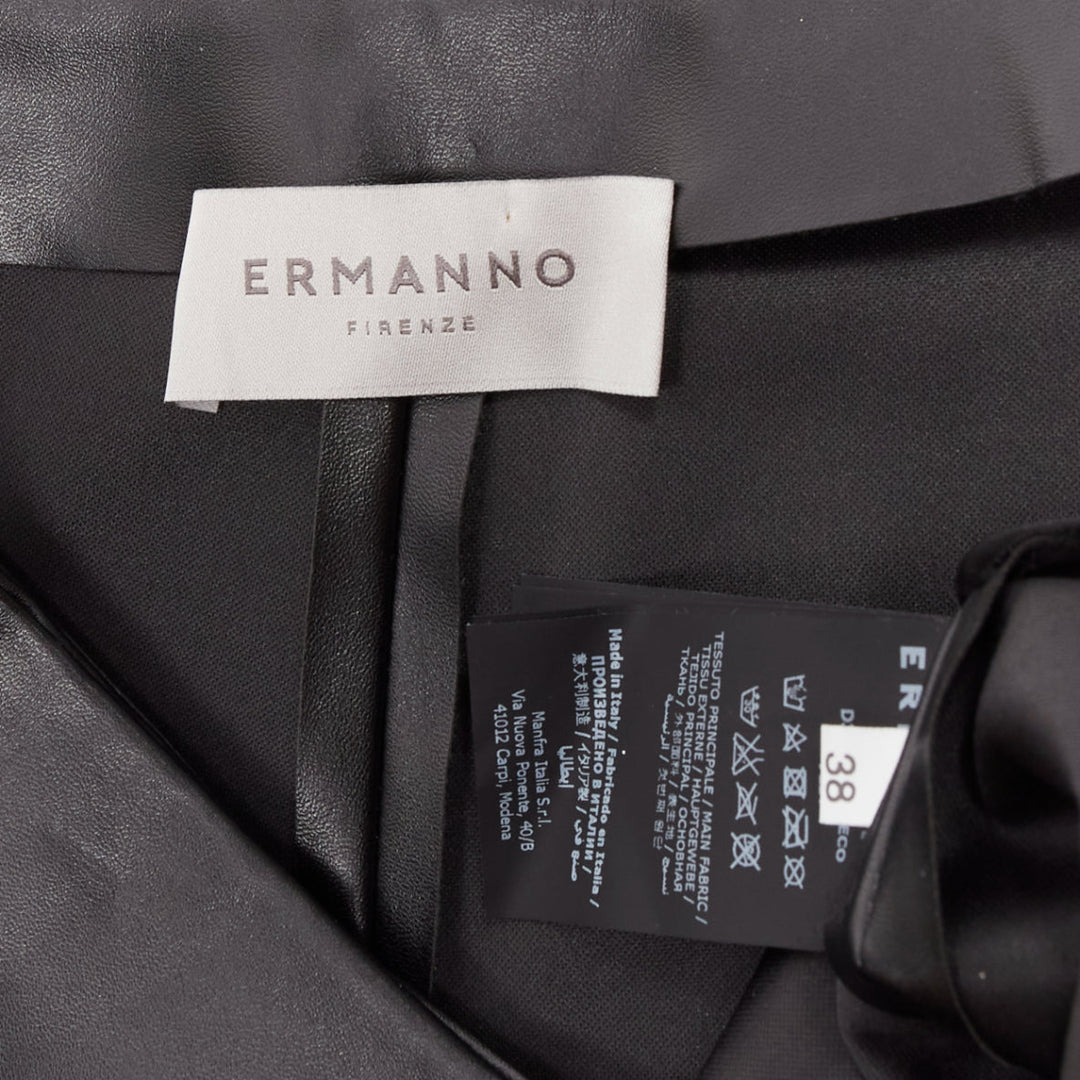 ERMANNO SCERVINO black vegan leather wrap skort lace trim shorts IT38 XS
