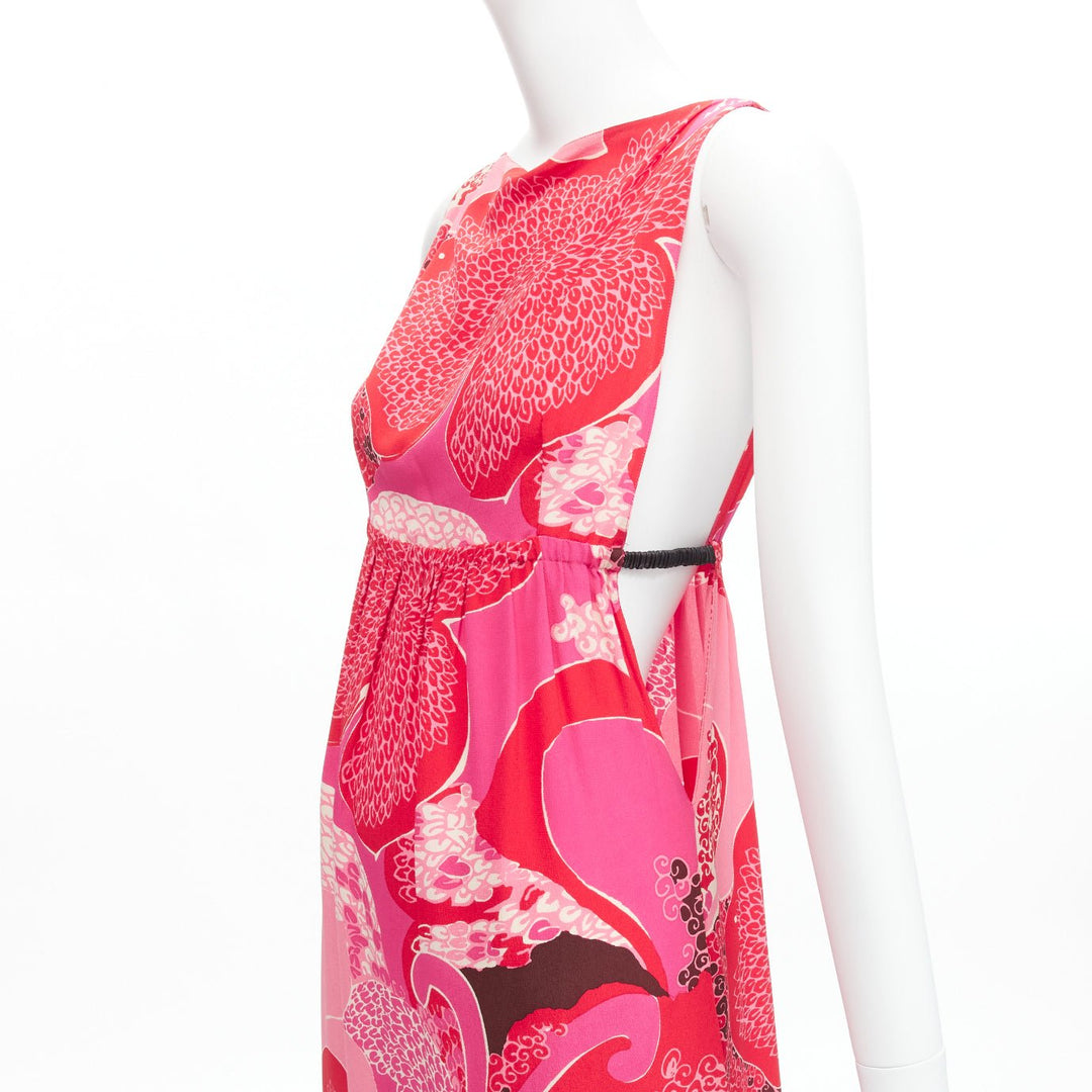 GUCCI TOM FORD 1999 Vintage Runway pink floral cutout leather strap dress IT42 M