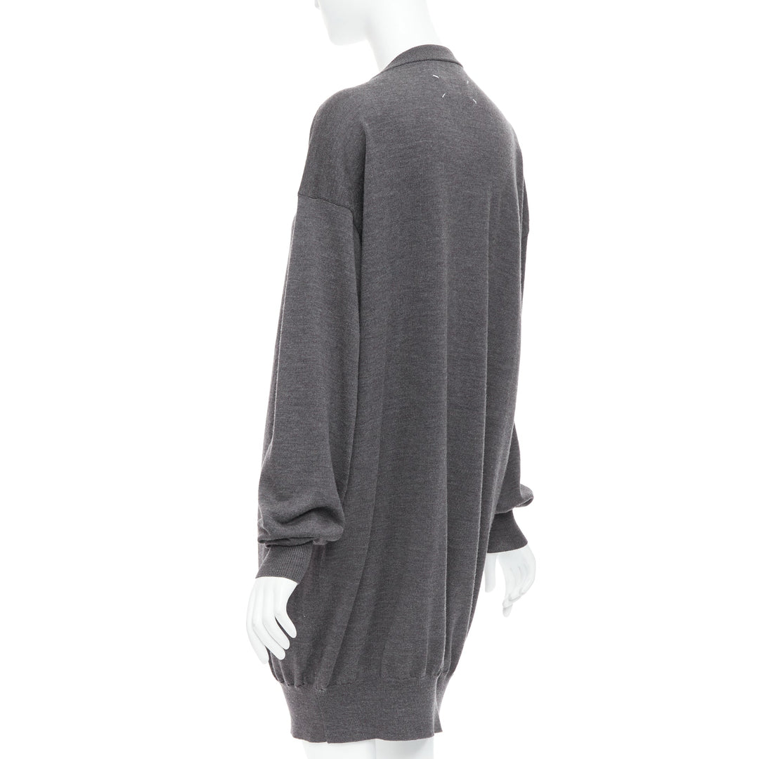 MAISON MARGIELA 2012 grey 100% wool oversized long cardigan M