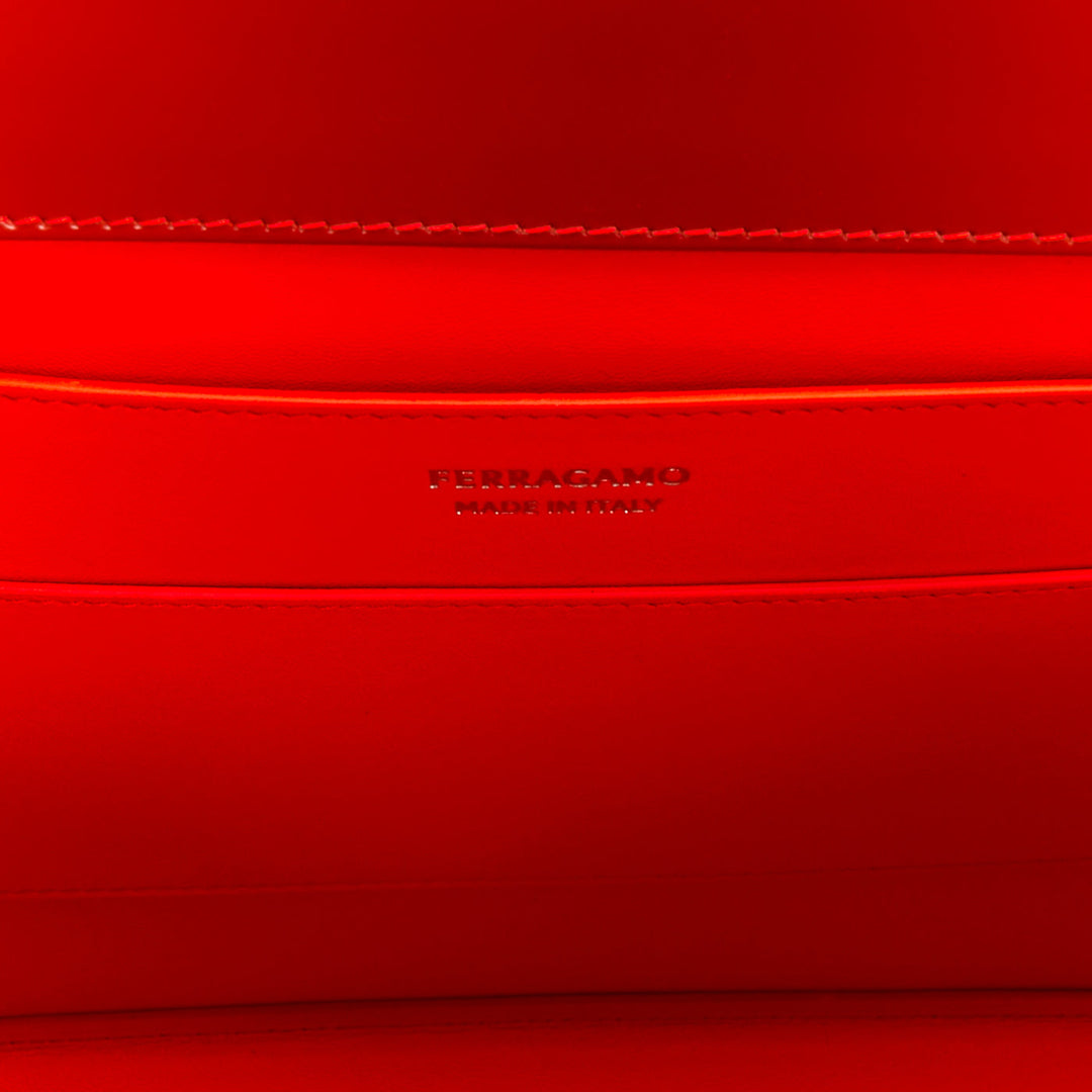 FERRAGAMO Maximilian Davis 2023 Runway Wanda sunset red orange airbrush calf bag