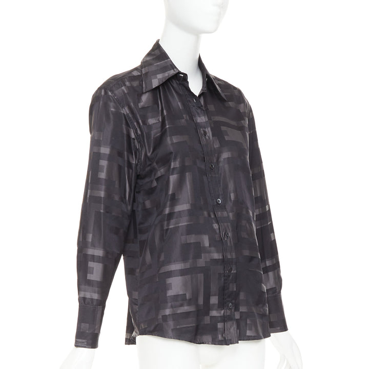 GUCCI SS1998 Tom Ford Vintage black grey geometric Square jacquard shirt IT38 XS