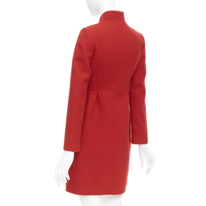 VALENTINO red wool Chinoiserie knot button double breasted coat IT38 XS