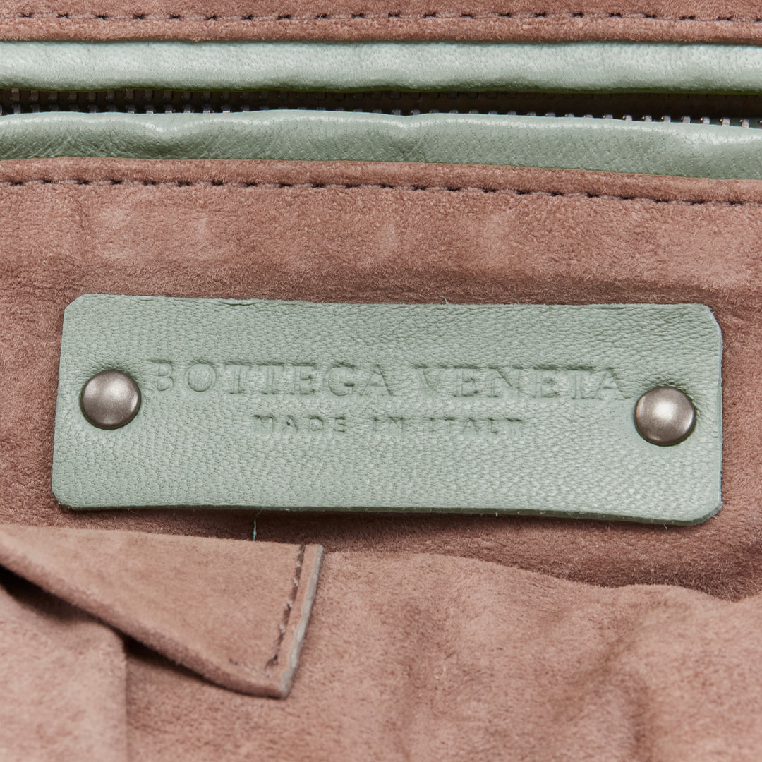 BOTTEGA VENETA Ayers watersnake green Intrecciato woven top zip crossbody bag