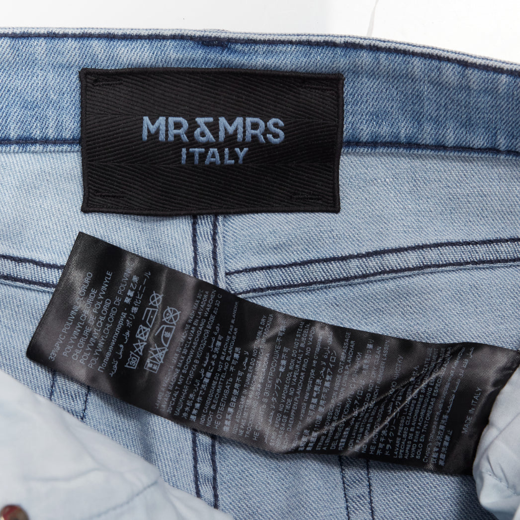 MR AND MRS ITALY blue glitter badge patch colorful paint denim shorts IT38 XS