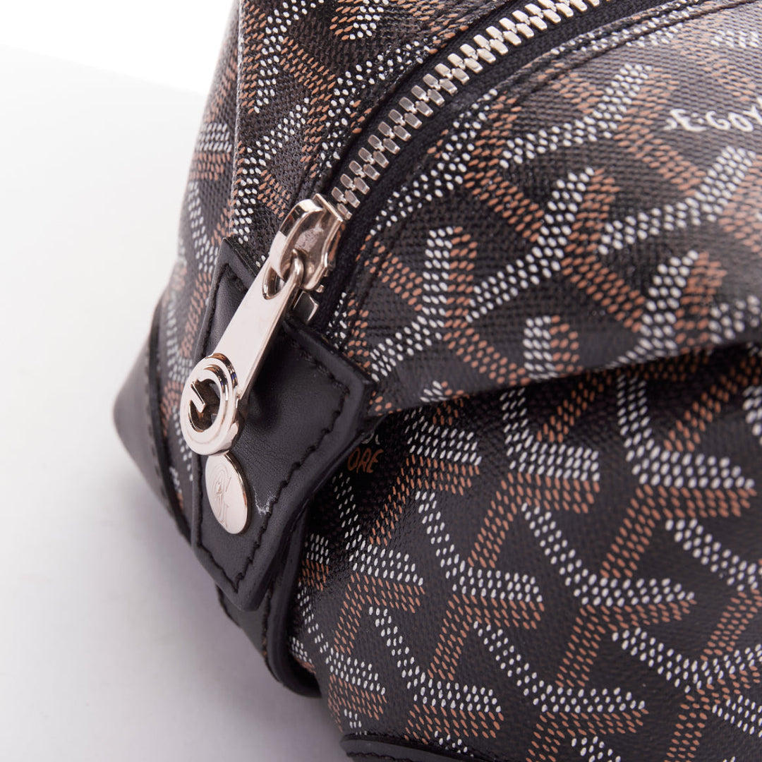 GOYARD Boeing 25 navy blue Goyardine canvas silver hardware toiletry pouch bag