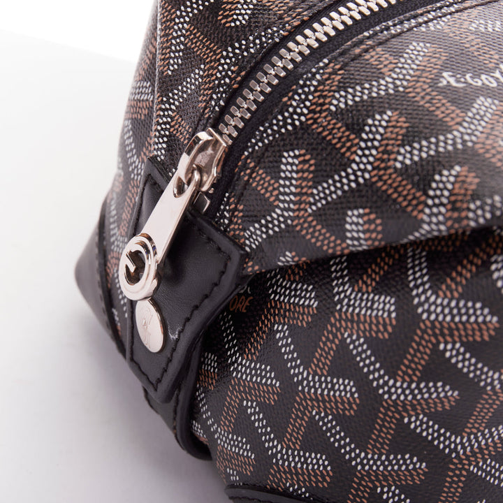 GOYARD Boeing 25 navy blue Goyardine canvas silver hardware toiletry pouch bag