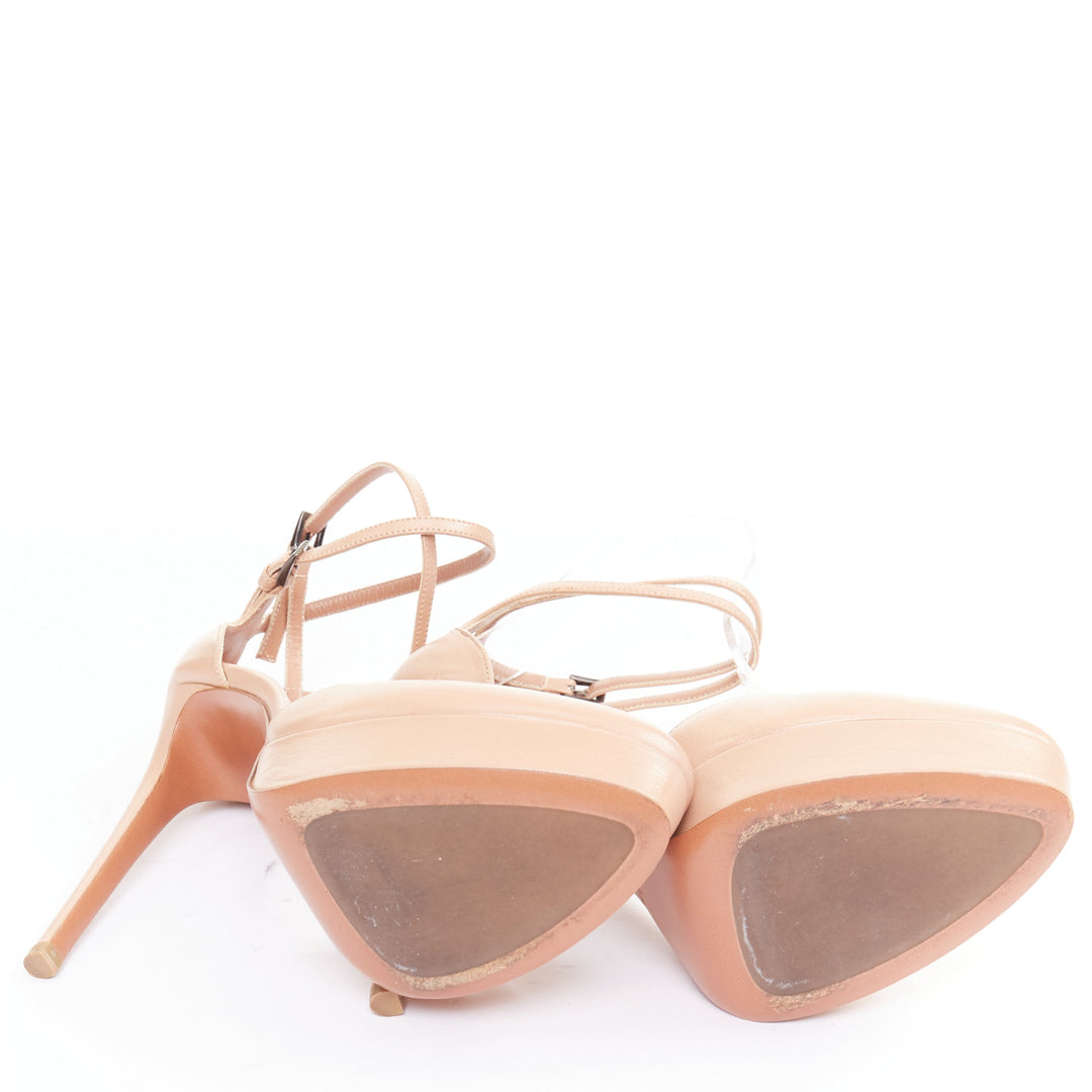ALAIA nude leather double ankle strap dorsay platform pumps EU37.5
