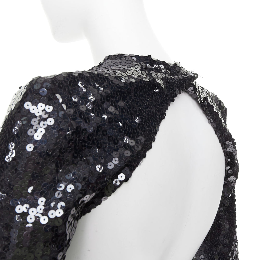 ALEXANDRE VAUTHIER black sequins long sleeve open back fishtail gown dress