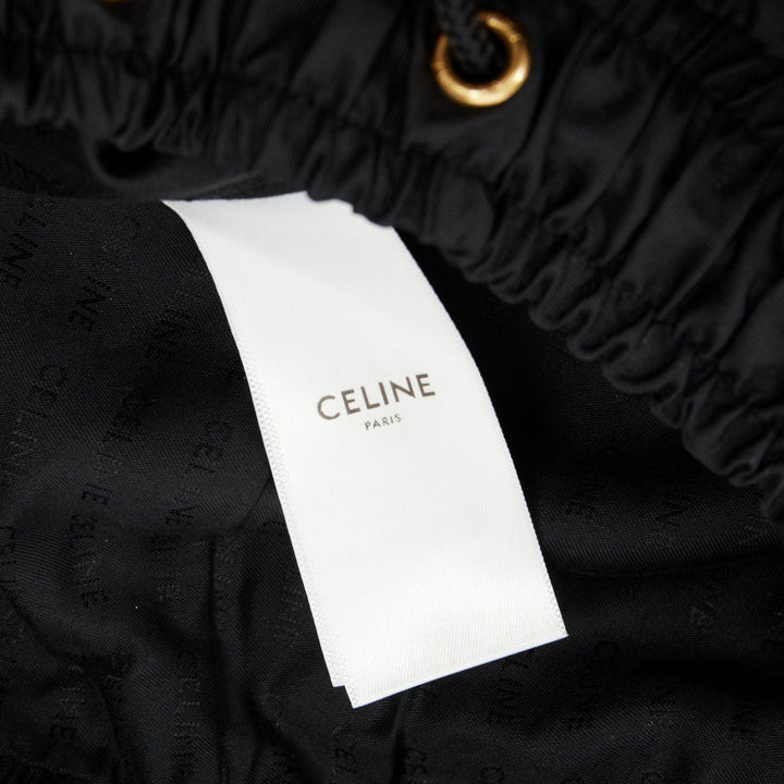 CELINE black nylon side stripe embroidered logo drawstring track pants FR36 S