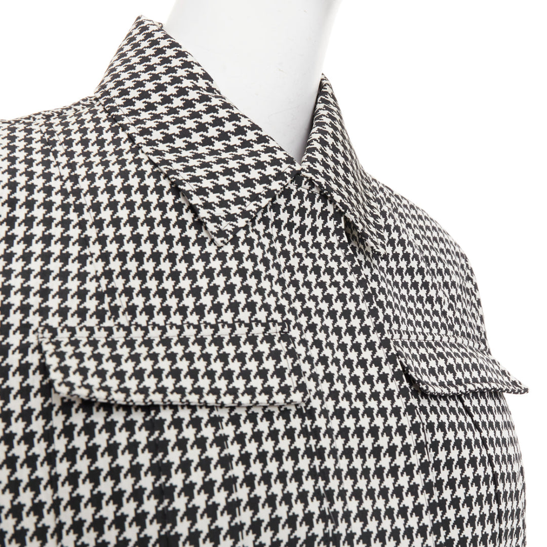DIOR 2019 black white houndstooth CD bee utility cinched waist bar jacket FR38 M