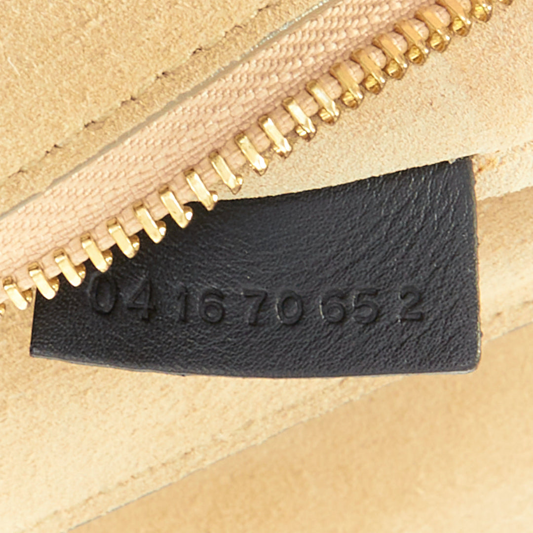 CHLOE Faye Medium beige python black calfskin leather chain flap shoulder bag