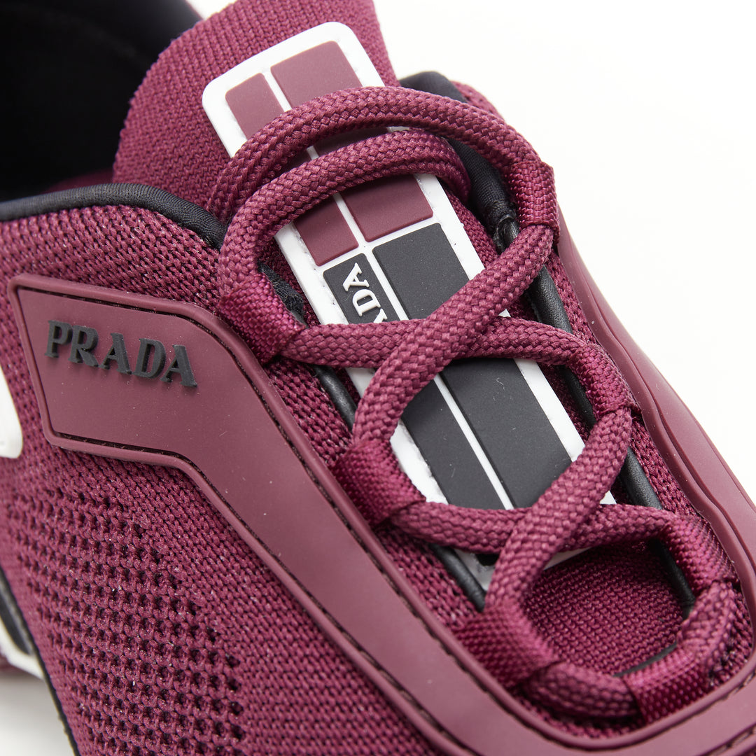 PRADA 2018 Cloudbust burgundy red rubber logo low top sneaker UK7 US8 EU41