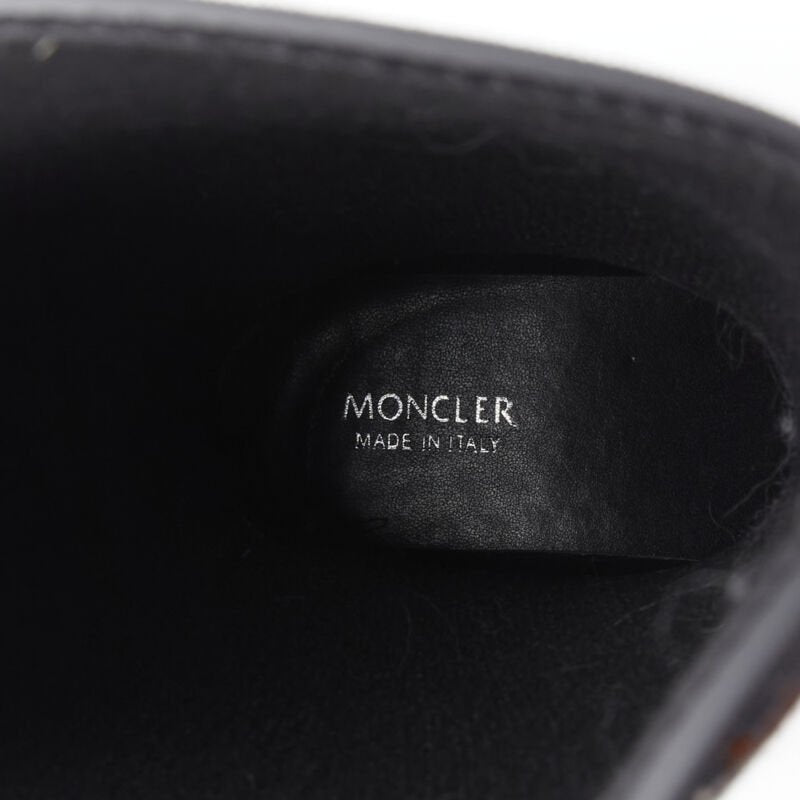 MONCLER red black plaid check black rubber wellington rain boots EU39