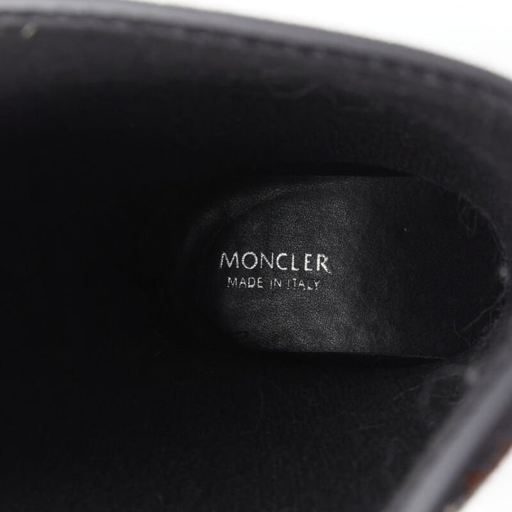 MONCLER red black plaid check black rubber wellington rain boots EU39