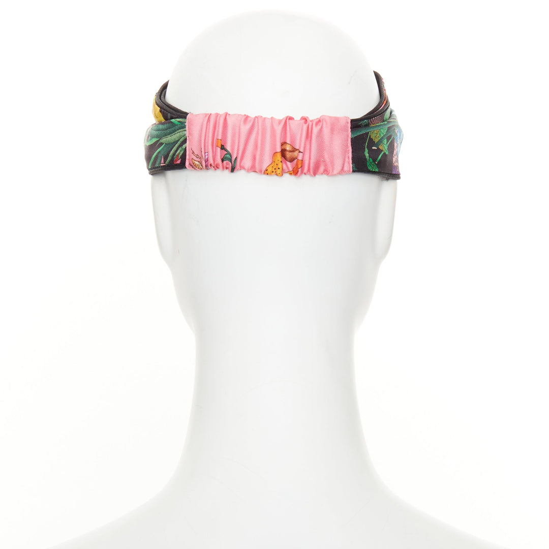 GUCCI 2017 Flora Snake print black silk twisted knot elastic headband turban